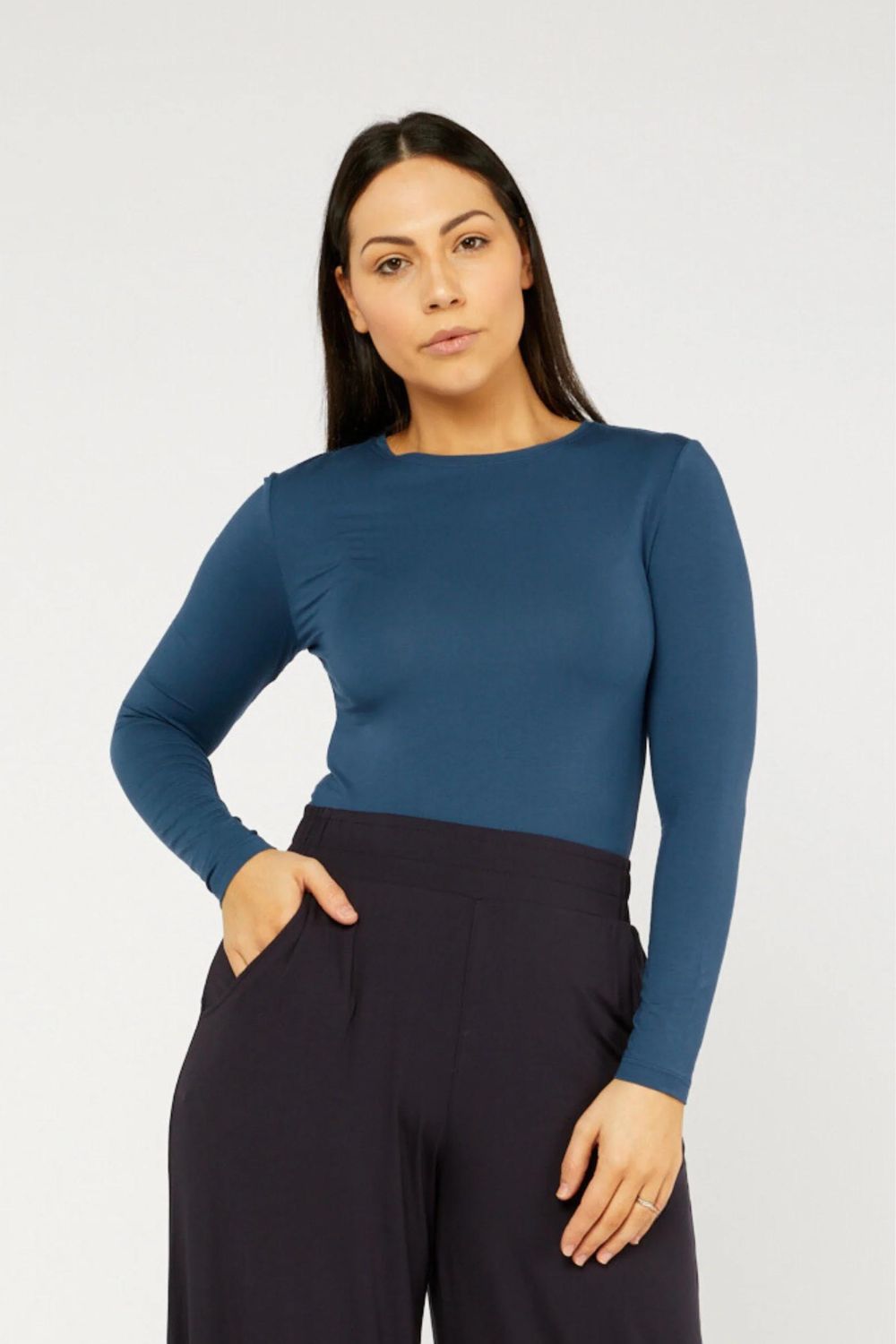 Tani High Neck Long Sleeve Top Deep Sea