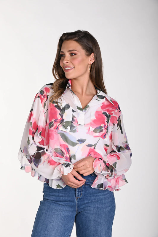 Floral Blouse | Off White Pink