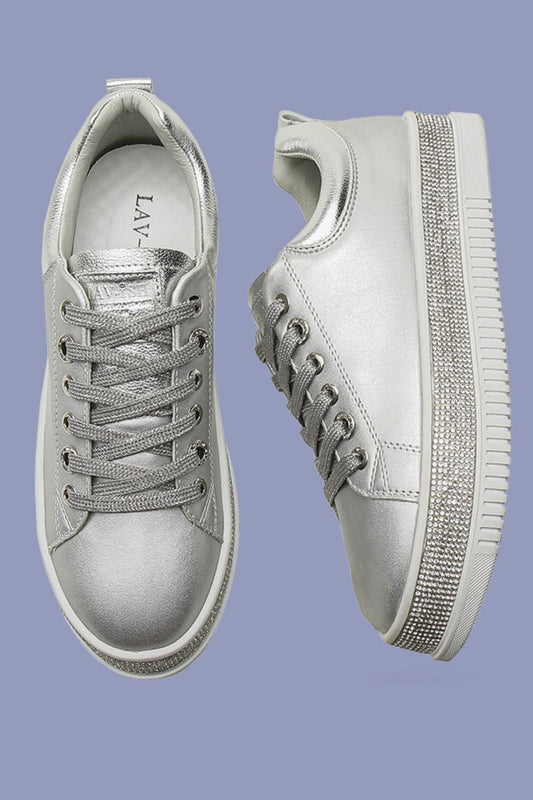 Lav-ish Crystal Sneakers | Silver