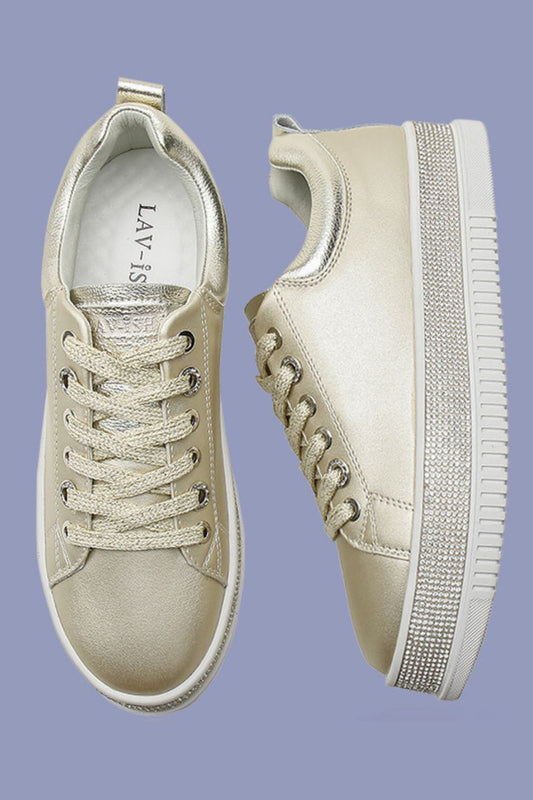 Lav-ish Crystal Sneakers | Gold