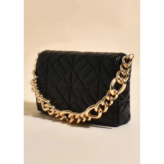 Amira Pattern Quilt Shoulder Bag | Black-Adorne-Shop 12 Bendigo