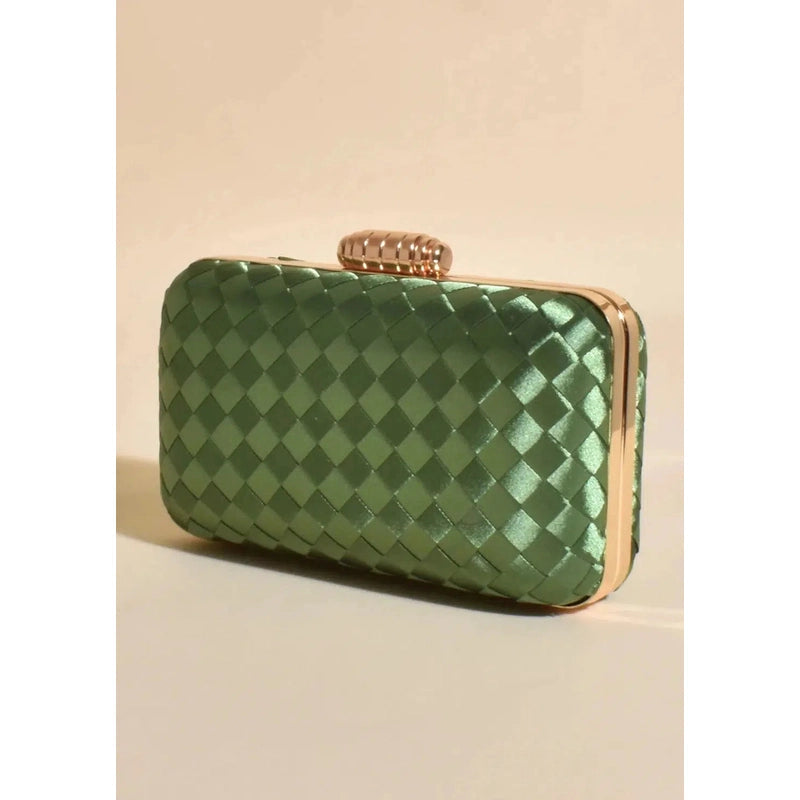 Aurelia Satin Plait Structured Case | Dark Green-Adorne-Shop 12 Bendigo