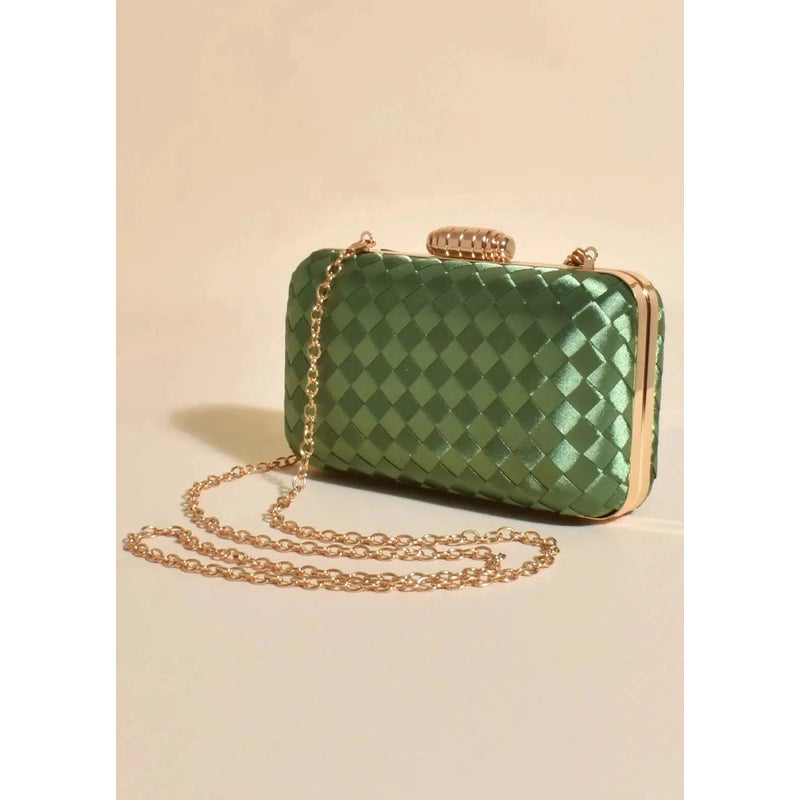 Aurelia Satin Plait Structured Case | Dark Green-Adorne-Shop 12 Bendigo