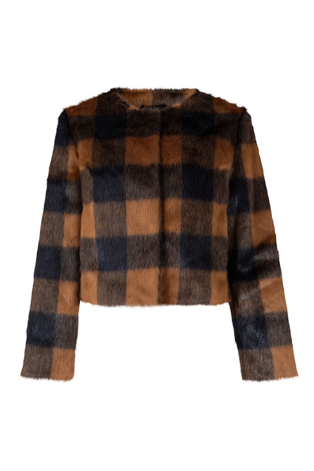 Crazy Fur You Jacket | Navy Check