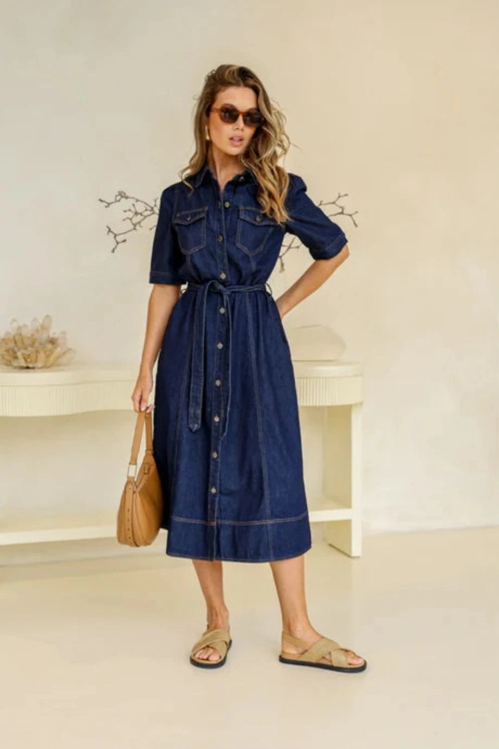 Shop 12 Bendigo Paltrow Denim Midi Dress | Mid Wash