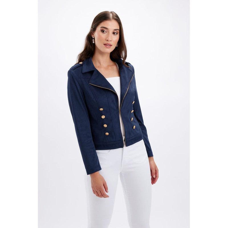 Faux Suede Military Button Jacket-Frank Lyman-Shop 12 Bendigo