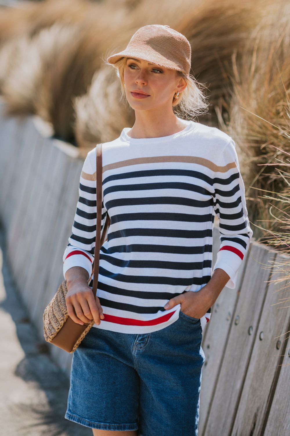 Fields 3/4 Sleeve Striped Pullover | Nautical Combo_Shop 12