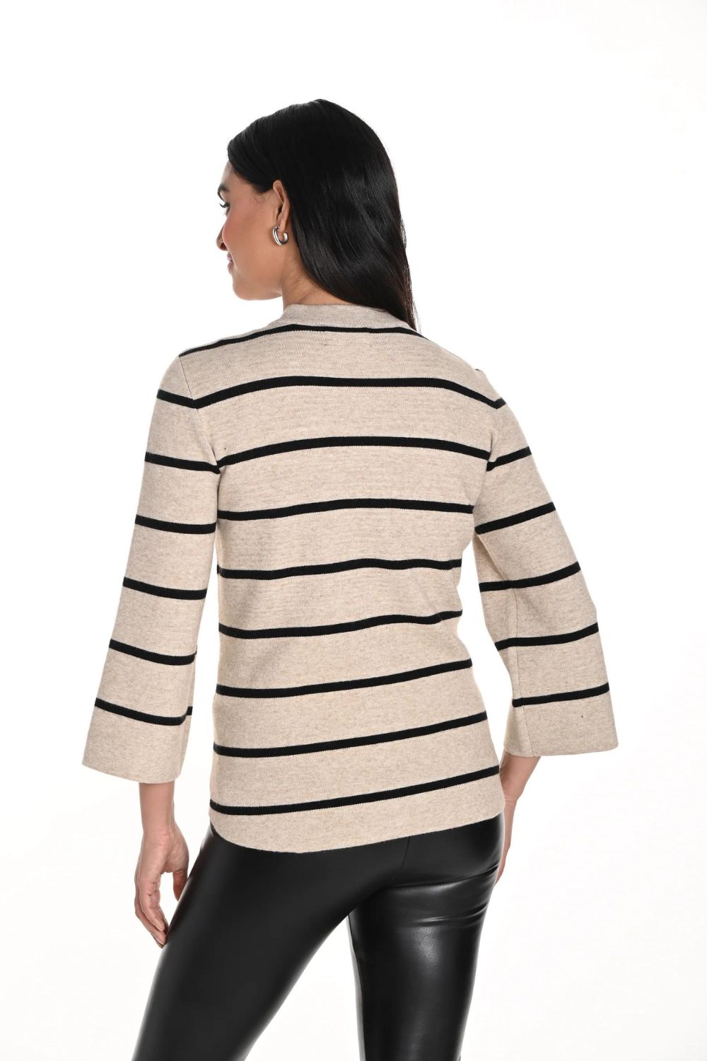 Frank Lyman Striped Knit Jacket | Beige/Black_Shop 12