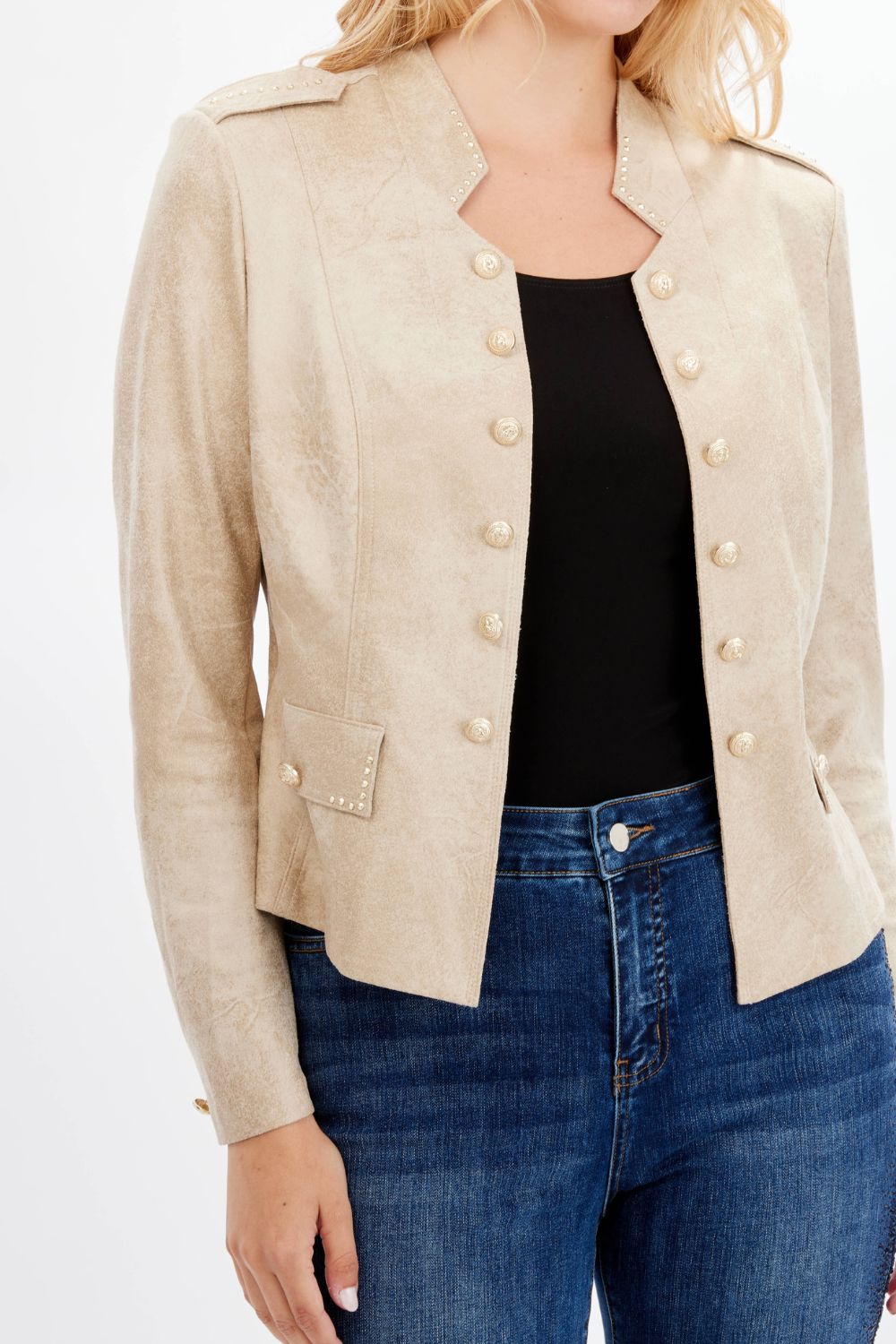 Frank Lyman Faux Suede Jacket | Champagne _Shop 12