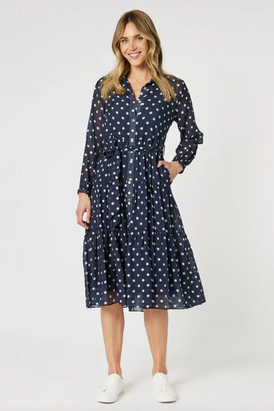 Sorrento Spot Dress | Navy/White