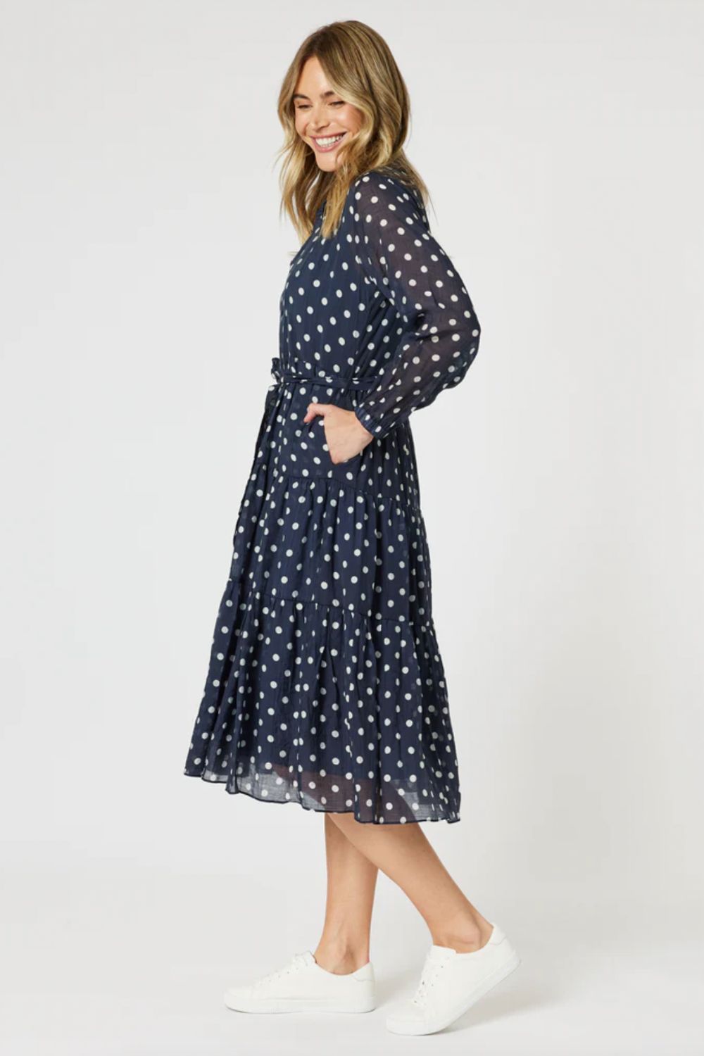 Sorrento Spot Dress | Navy/White