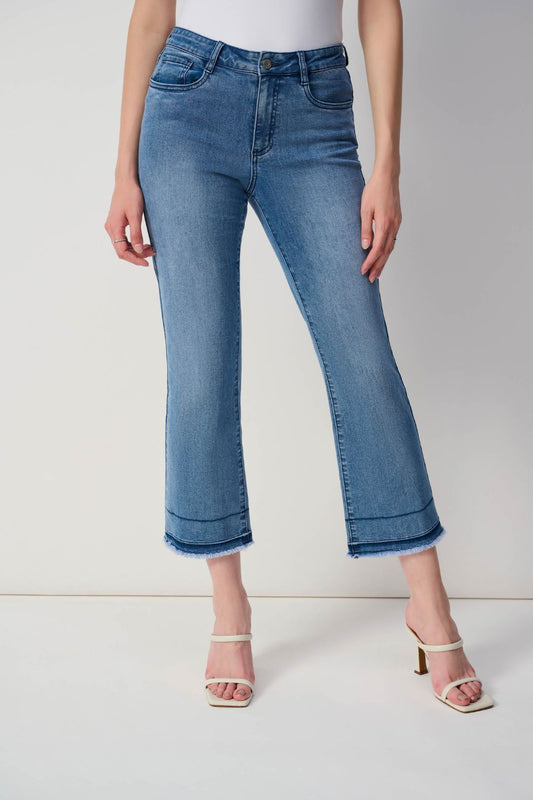 Joseph Ribkoff Flare Crop Stretch Jeans | Vintage Blue_Shop 12