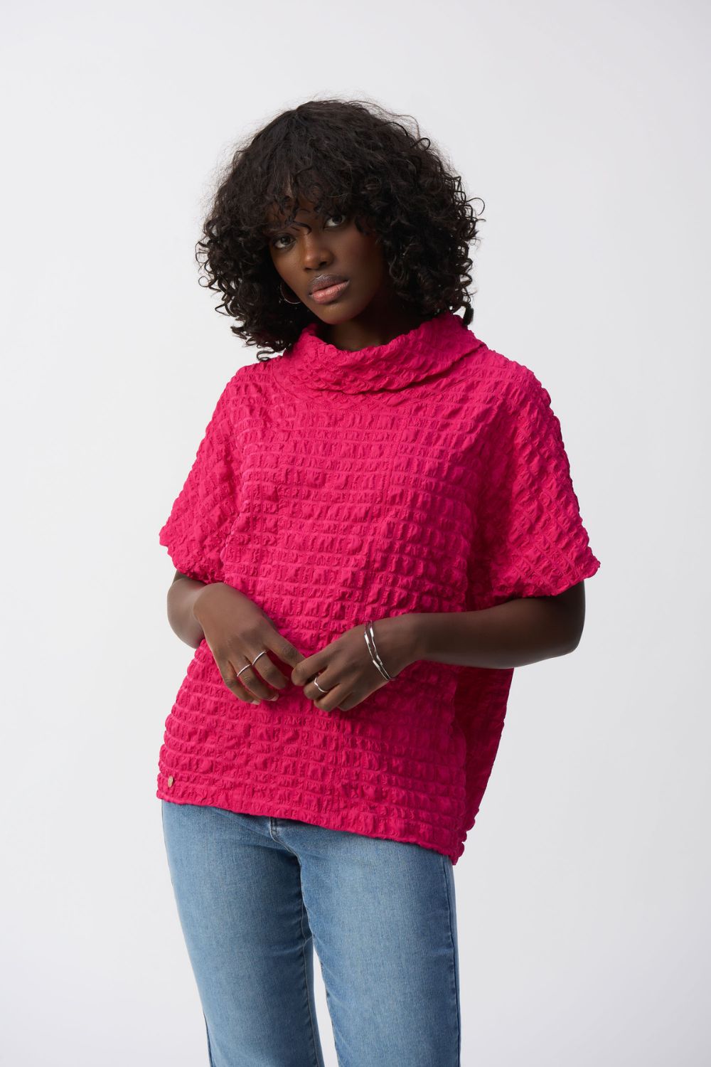 Bubble Jacquard Top | Geranium