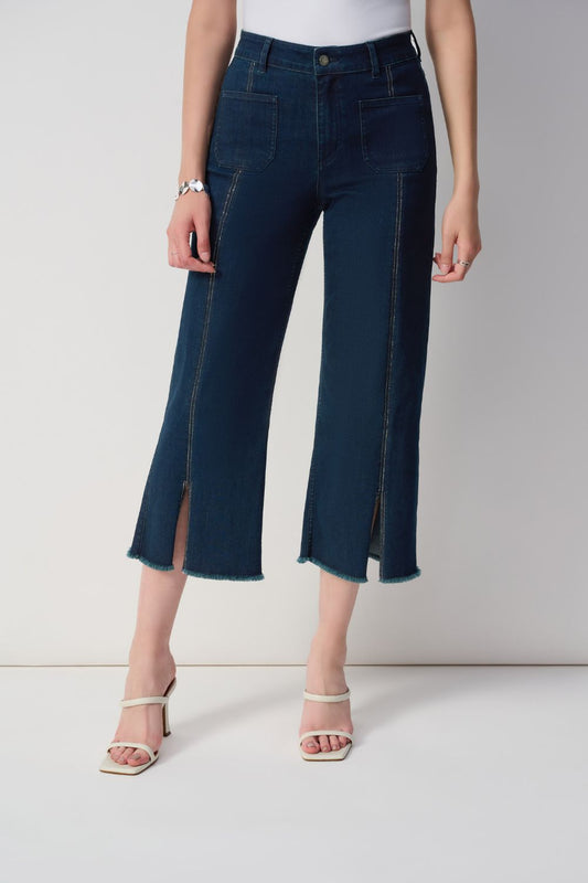 Embellished Crop Wide Leg Jean | Dark Denim