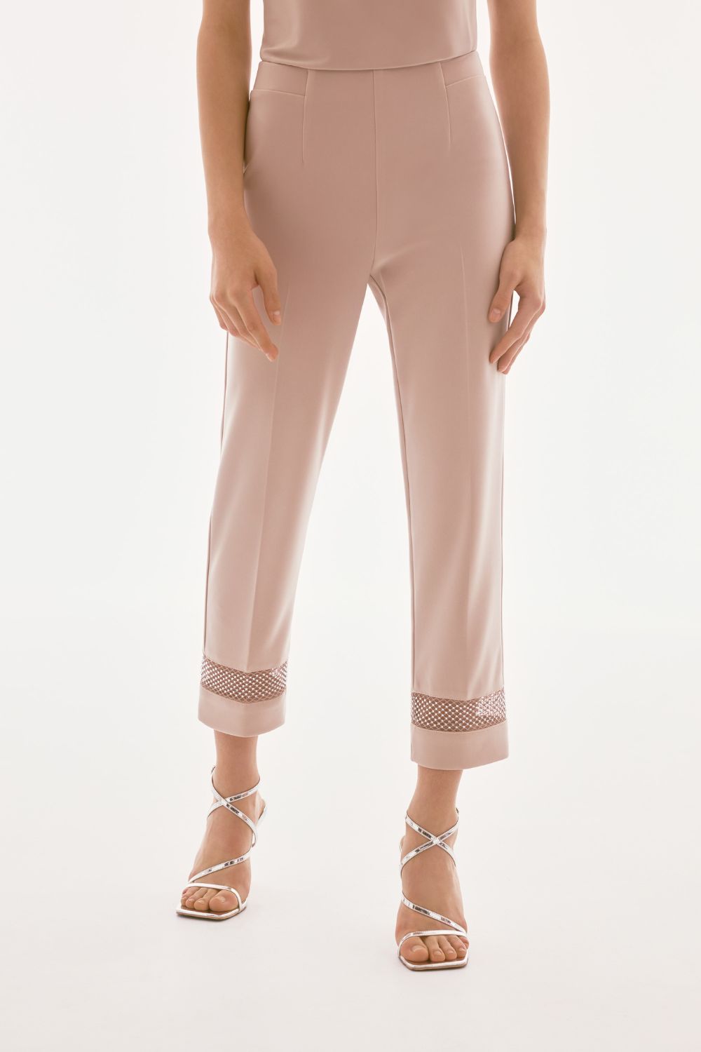 Signature Silky / Rhinestone Mesh Pants | Sand