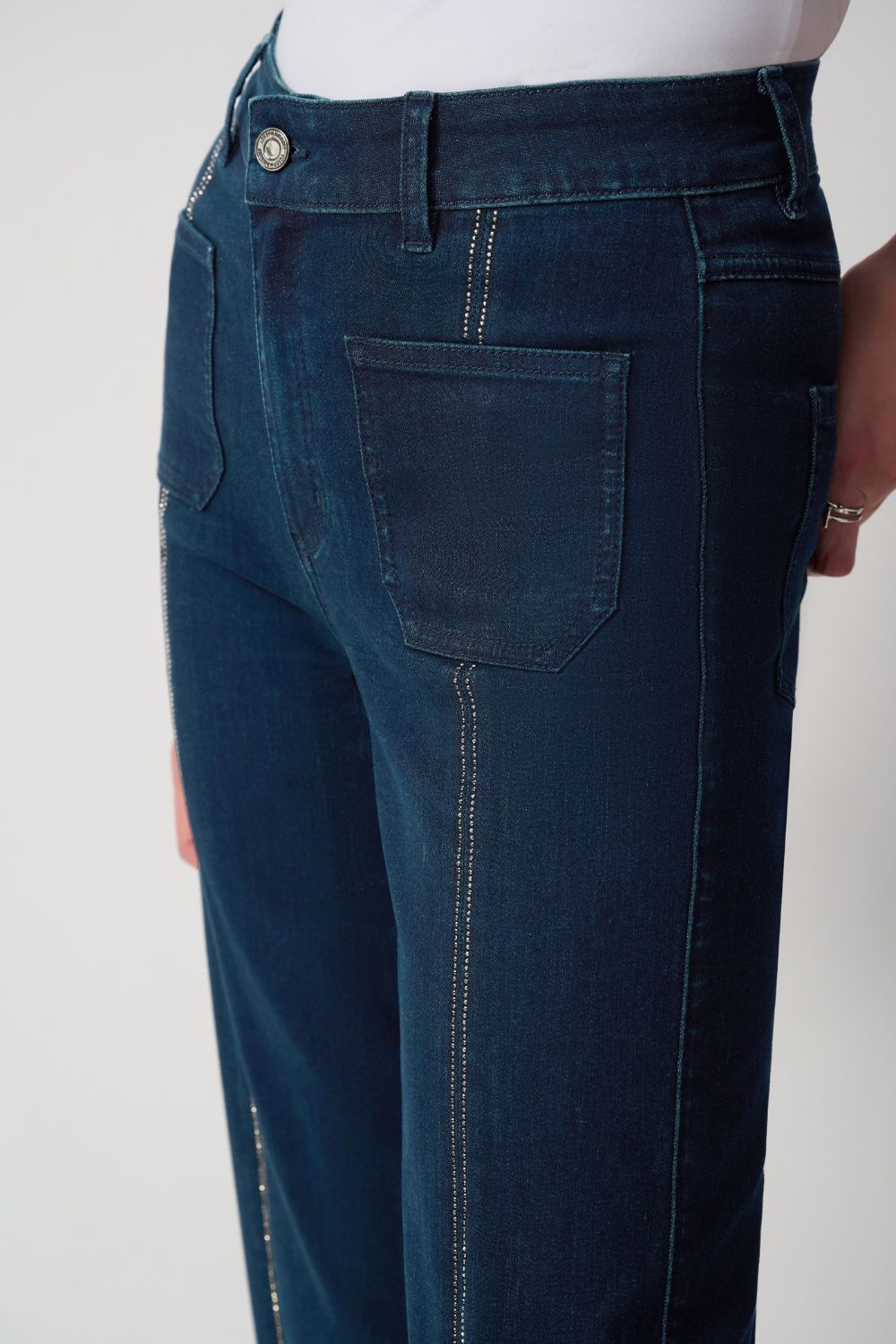 Embellished Crop Wide Leg Jean | Dark Denim