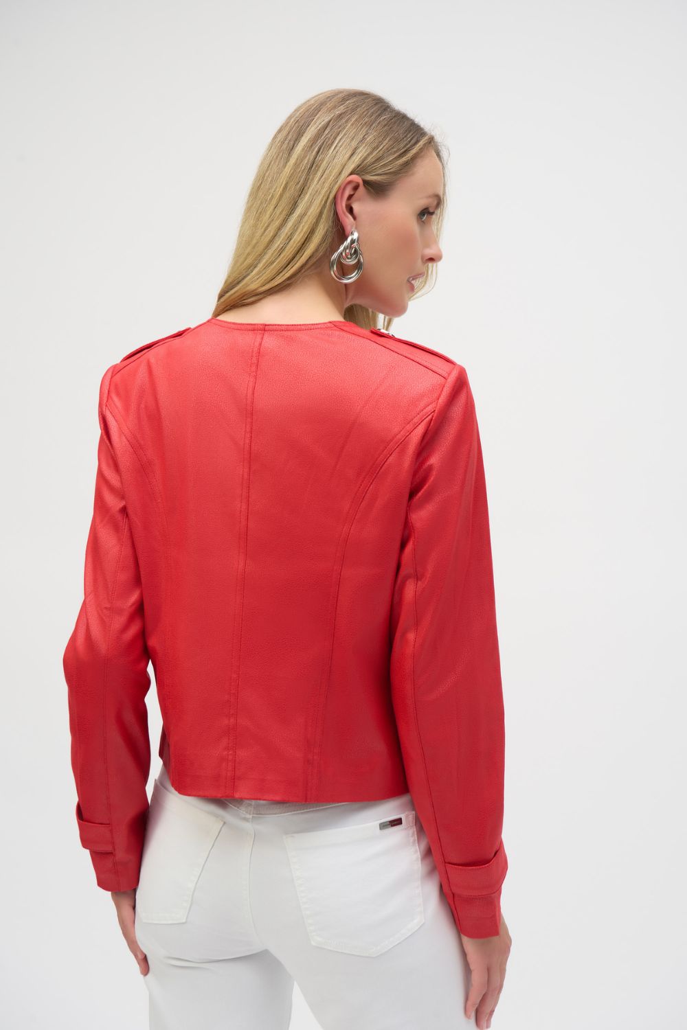 Foiled Faux Suede Boxy Jacket | Red