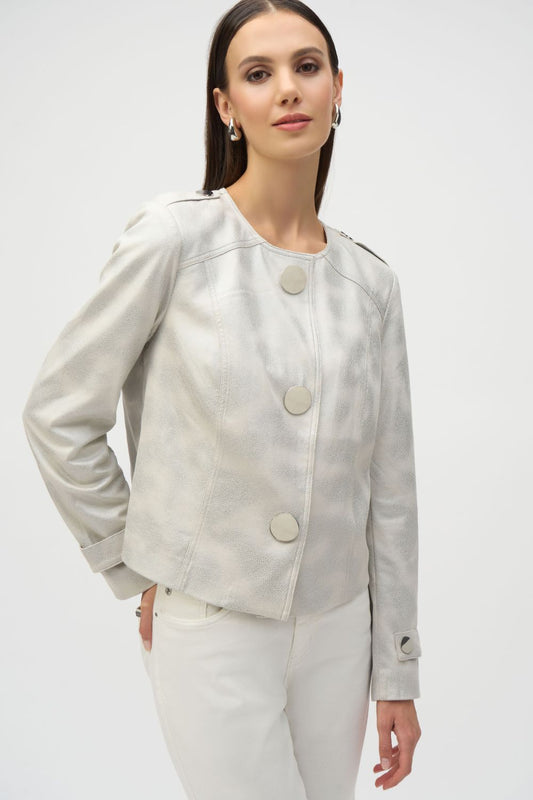 Foiled Faux Suede Boxy Jacket | Moonstone