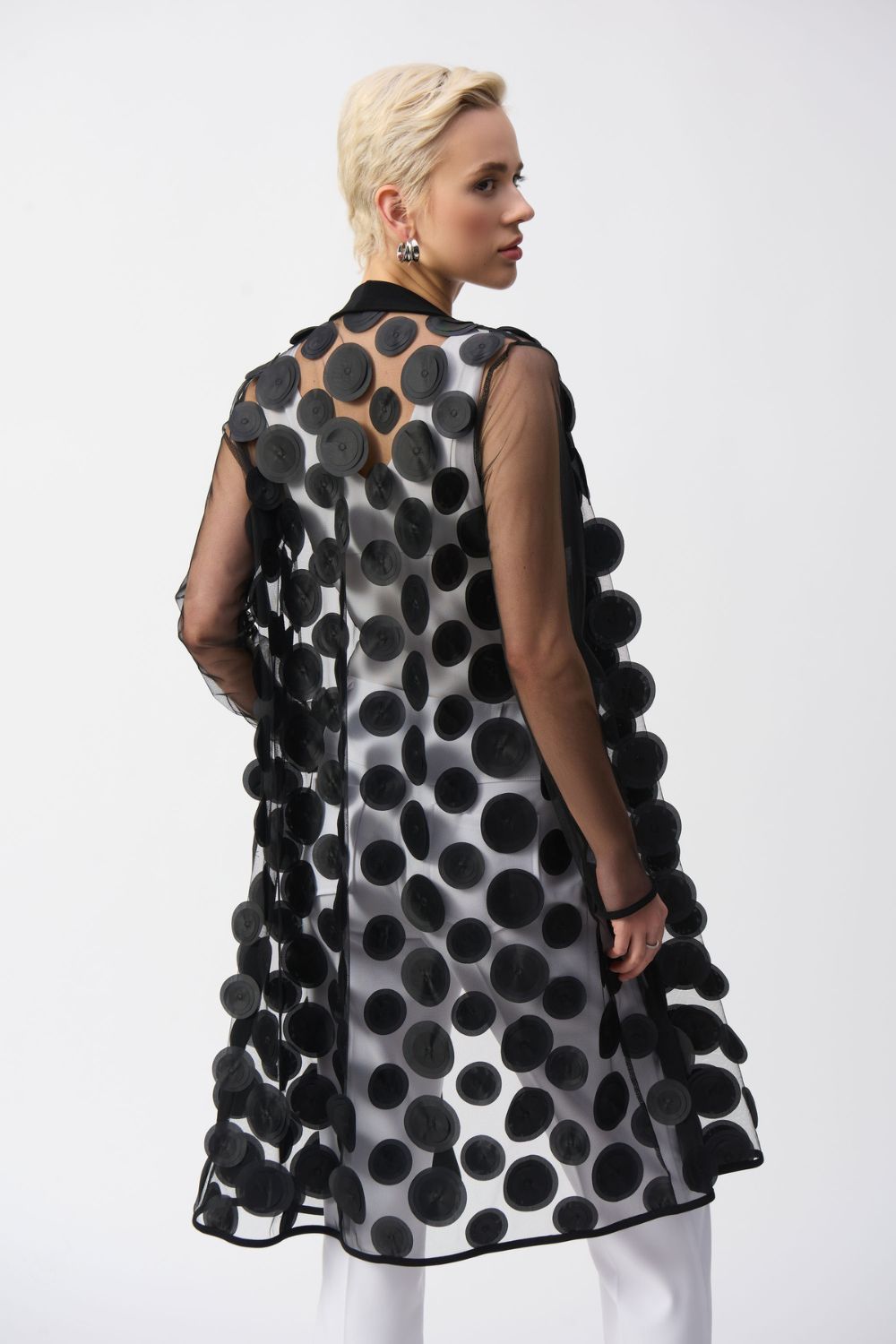 Joseph Ribkoff 3D Dot and Mesh Cover-Up | Black_Shop 12