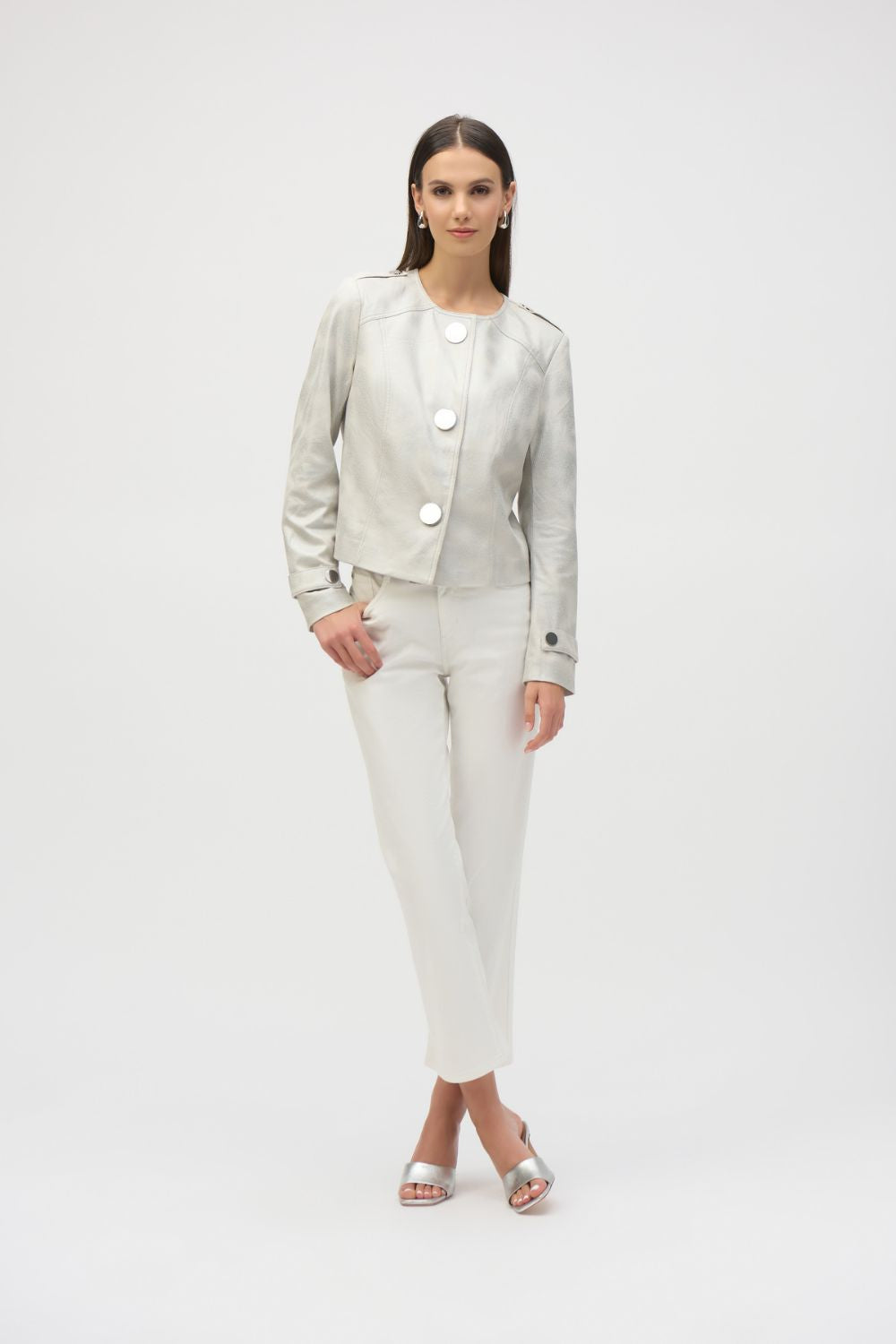 Foiled Faux Suede Boxy Jacket | Moonstone