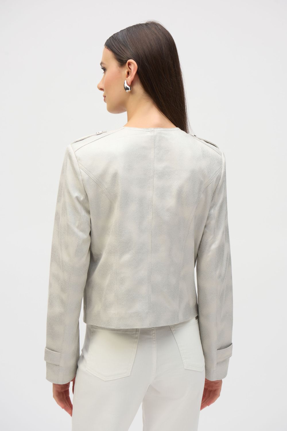 Foiled Faux Suede Boxy Jacket | Moonstone