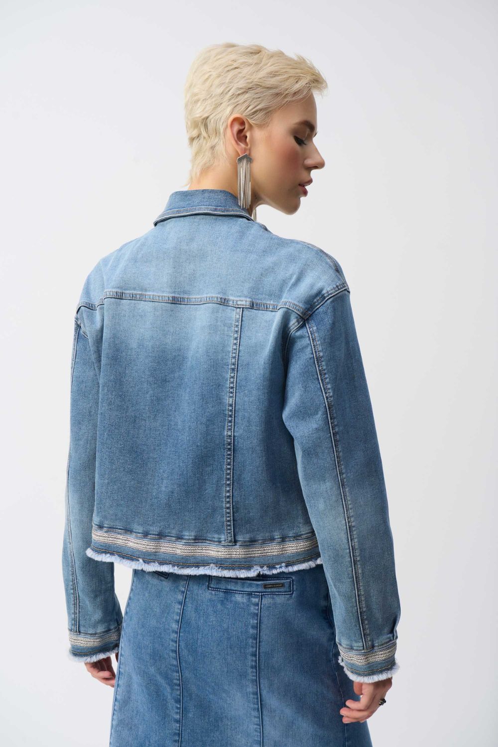 Joseph Ribkoff Stretch Denim Embroidery Jacket  | Vintage Blue_Shop 12