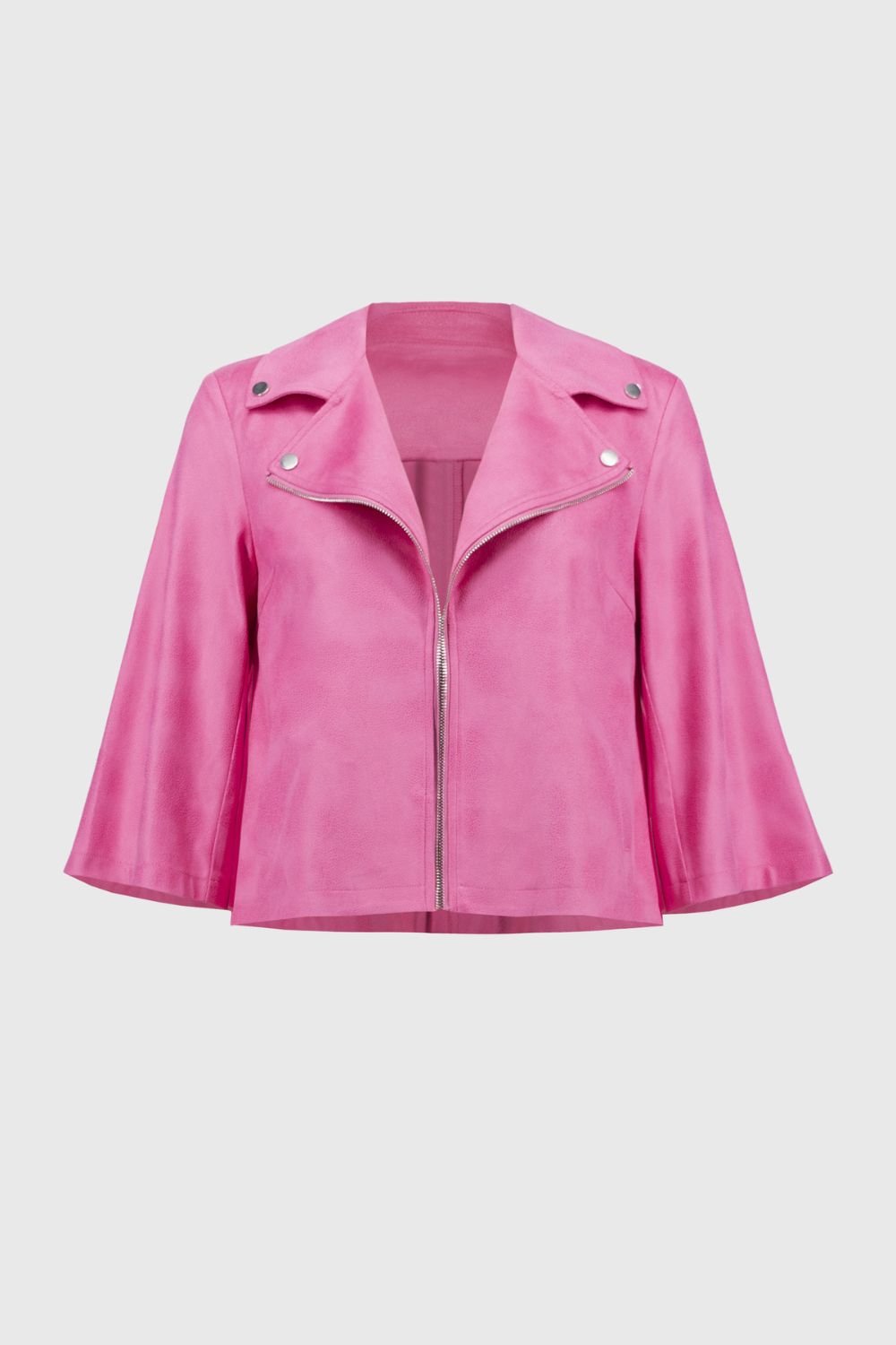 Foiled Faux Suede Swing Jacket | Bubblegum