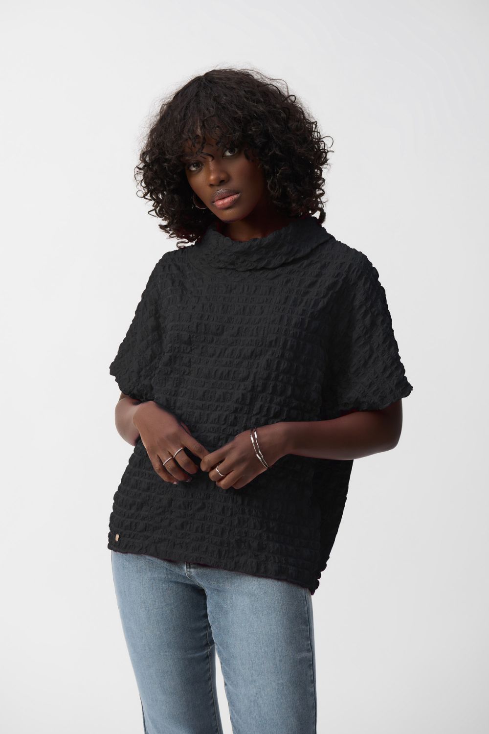 Bubble Jacquard Top | Black