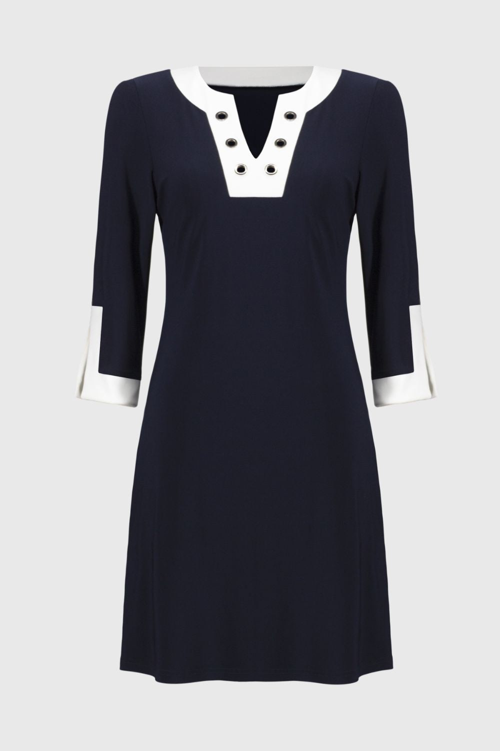 Silky Knit Colour Block Dress | Midnight Blue/Vanilla