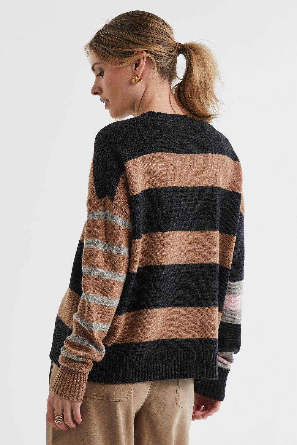 Lambswool Stripe Crew | Midnight