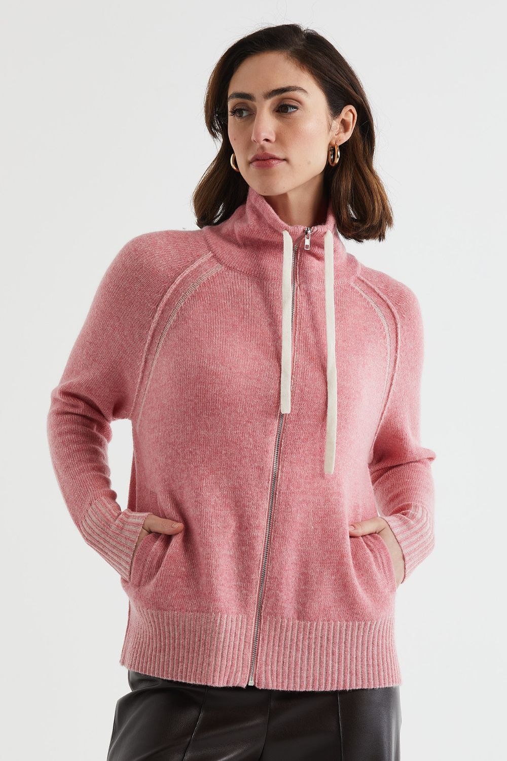 Two Tone Zip Up | Blush