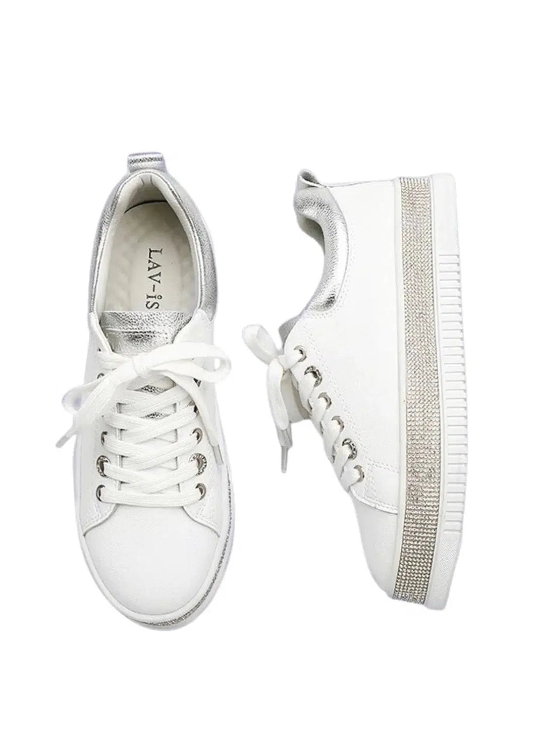 Leather Crystal Sneakers | White-Lav-ish-Shop 12 Bendigo