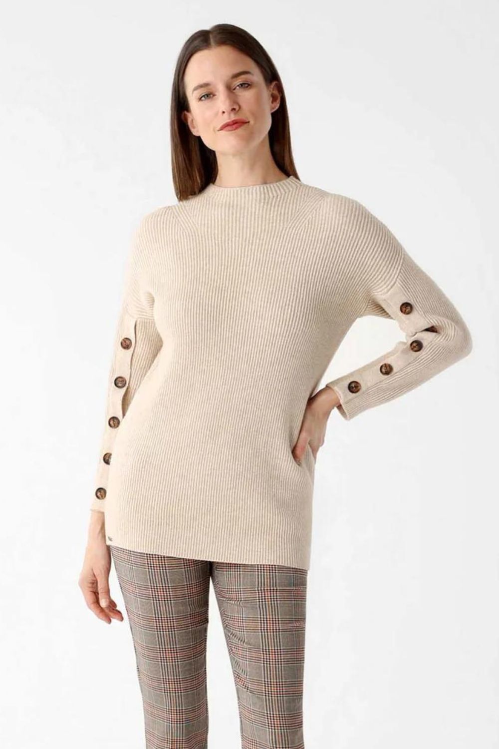 Lisette Tricot Button Sleeve Jumper | Beige_Shop 12