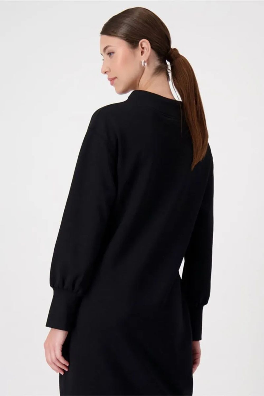 Stand Up Collar Dress | Black