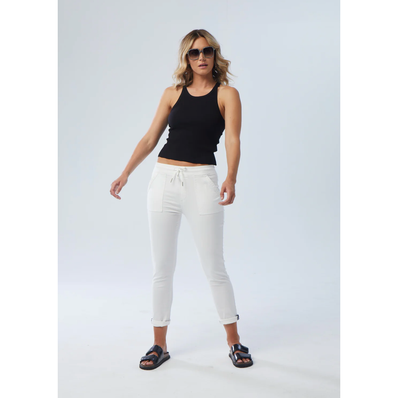 Hope Roll Cuff Jogger | White-New London Jeans-Shop 12 Bendigo