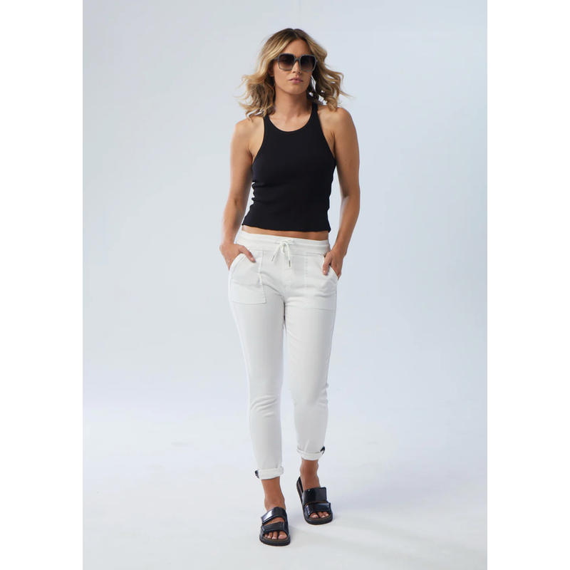 Hope Roll Cuff Jogger | White-New London Jeans-Shop 12 Bendigo