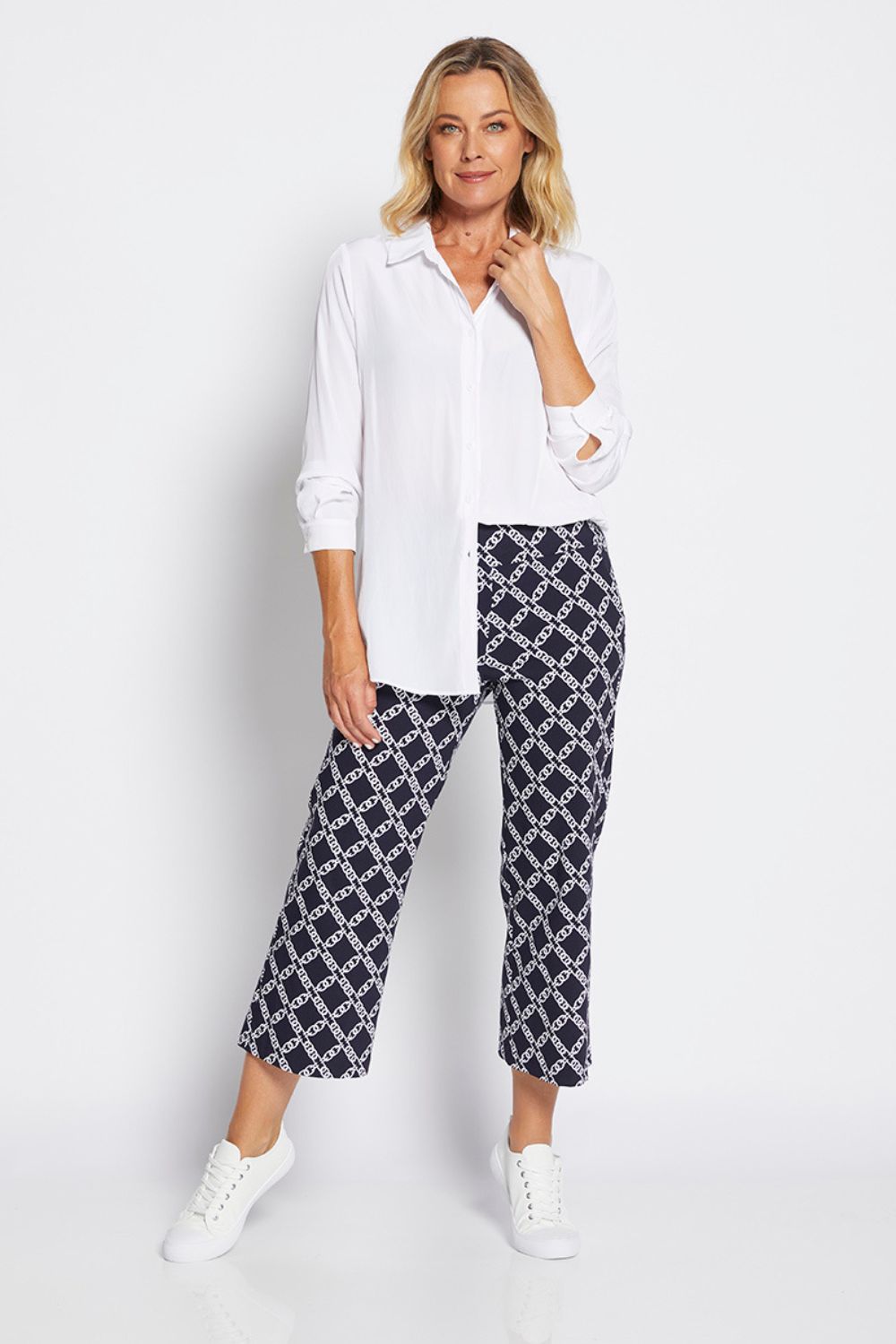 Philosophy Ticket Chain Print Pant | Navy/White_Shop 12