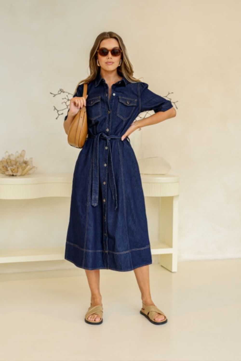 Shop 12 Bendigo Paltrow Denim Midi Dress | Mid Wash