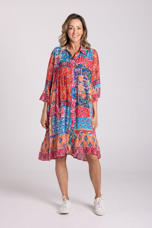 Jocelyn Button Down Dress | Sunset Tapestry_Shop 12