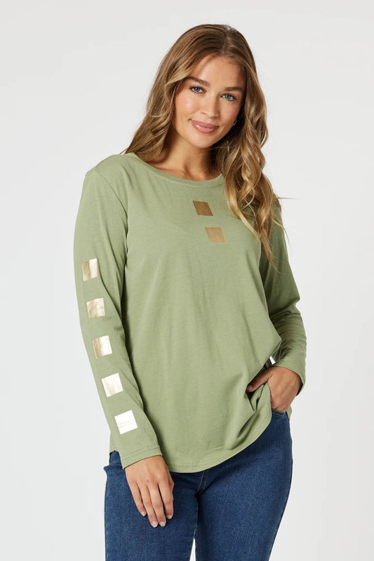 Be Square Long Sleeve Top | Khaki