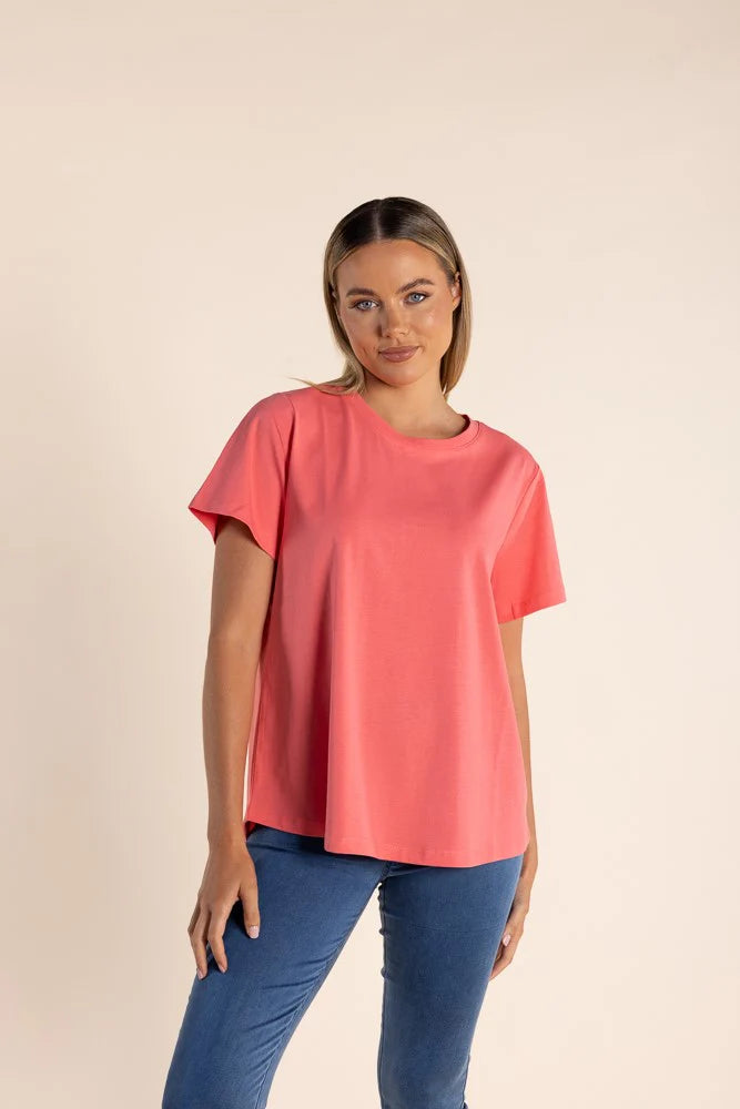 Crew Neck T-Shirt | Coral