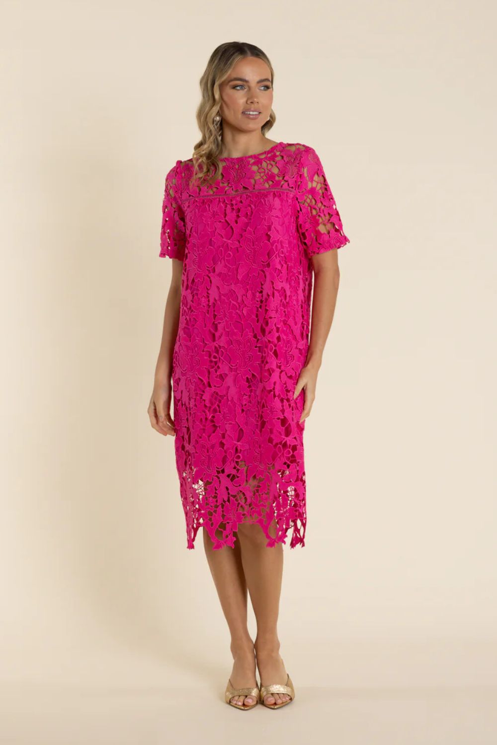 Guipure Lace Dress | Raspberry