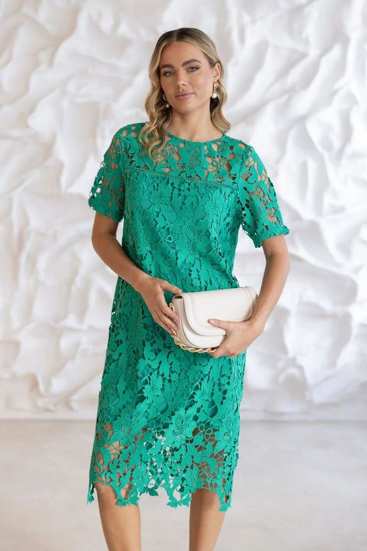 Guipure Lace Dress | Emerald