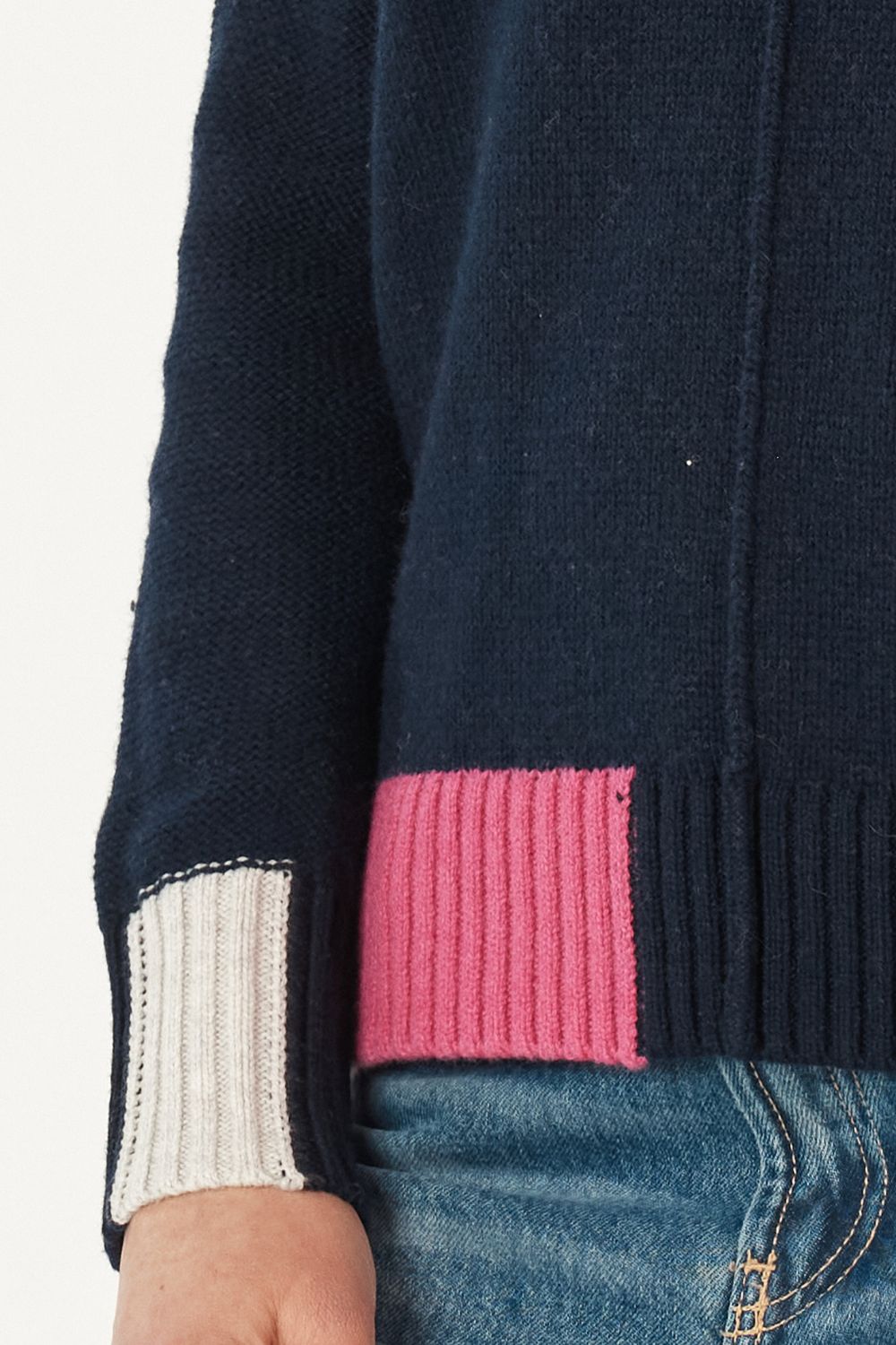 Colour Block Trim Jumper | Navy