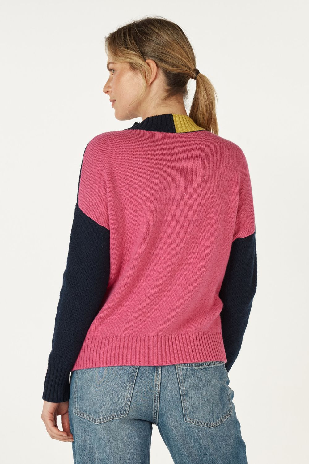 Colour Block Trim Jumper | Navy