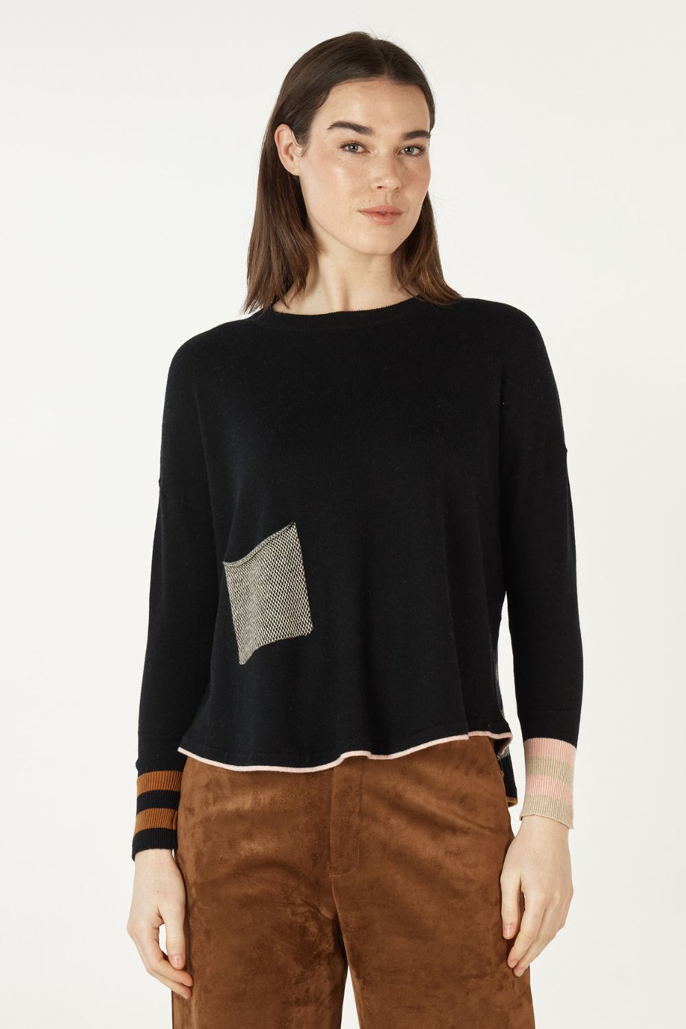 Birdseye Trim Jumper | Black