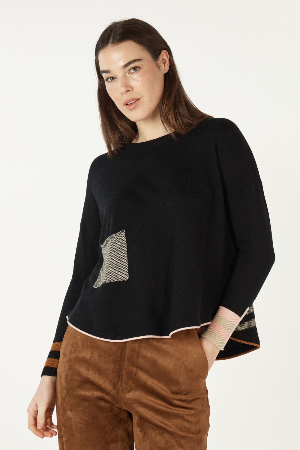 Birdseye Trim Jumper | Black