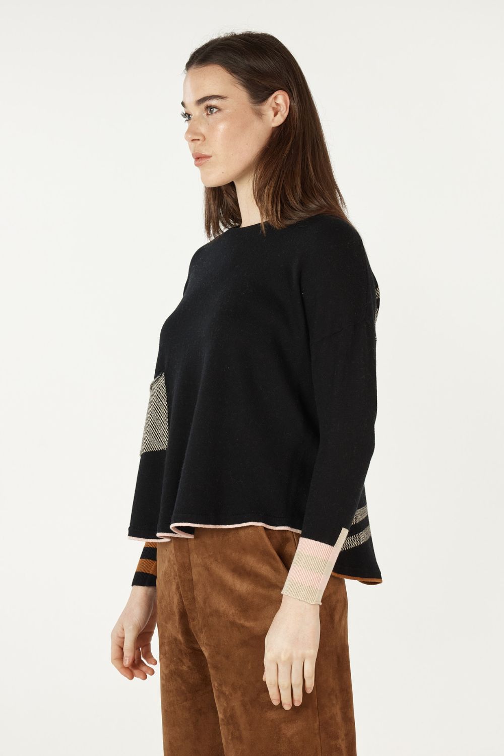 Birdseye Trim Jumper | Black