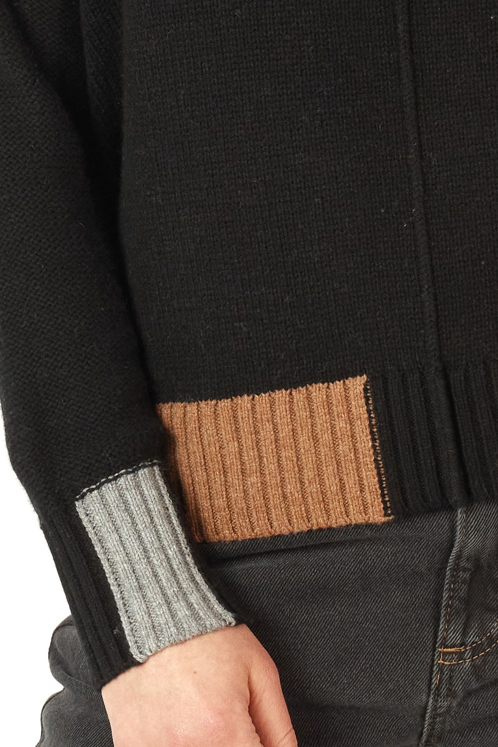 Colour Block Trim Jumper | Black