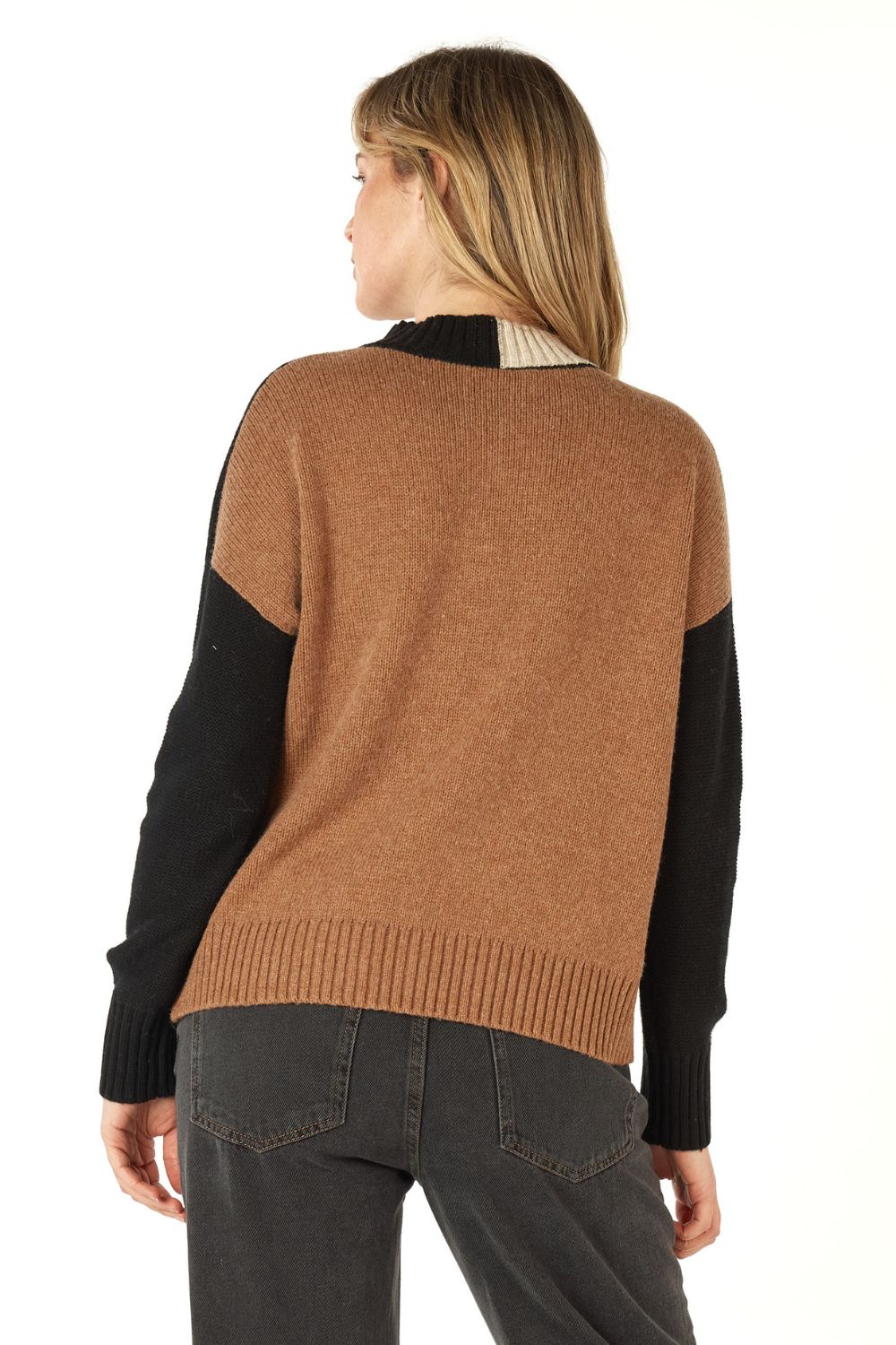 Colour Block Trim Jumper | Black